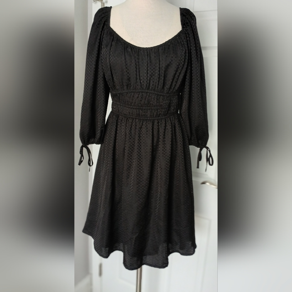 Blu Pepper Gingham Black Dress. Lined. Size Med.